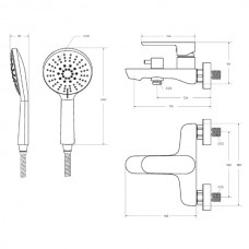 Set Baterie Baie/Duș, OLIM Design, Seria NOVA, Material INOX SUS304, Aerator NEOPERL Switzerland, Cartuș Ceramic, Crom