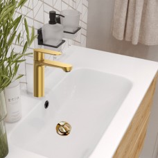 Set Baterie lavoar baie, OLIM Design, Seria NOVA, Material INOX SUS304, Aerator NEOPERL Switzerland, Cartuș Ceramic, Aur Polisat