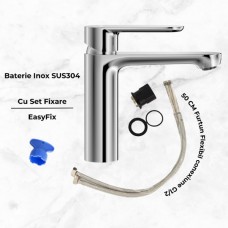 Set Baterie lavoar baie, OLIM Design, Seria NOVA, Material INOX SUS304, Aerator NEOPERL Switzerland, Cartuș Ceramic, Crom