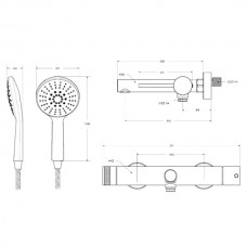 Set Baterie Baie/Duș, OLIM Design, Seria RELAX, Material INOX SUS304, Aerator NEOPERL Switzerland, Cartuș Ceramic, Gun Metal