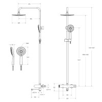 Set Coloană Duș, OLIM Design, Seria NOVA, Material INOX SUS304, Aerator NEOPERL Switzerland, Cartuș Ceramic, Aur Polisat
