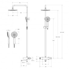 Set Coloană Duș, OLIM Design, Seria NOVA, Material INOX SUS304, Aerator NEOPERL Switzerland, Cartuș Ceramic, Aur Polisat