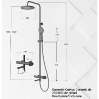 Set Coloană Duș, OLIM Design, Seria NOVA, Material INOX SUS304, Aerator NEOPERL Switzerland, Cartuș Ceramic, Negru Mat
