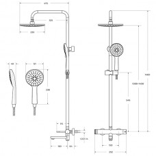Set Coloană Duș, OLIM Design, Seria RELAX, Material INOX SUS304, Aerator NEOPERL Switzerland, Cartuș Ceramic, Aur Polisat