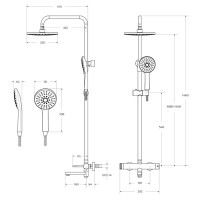 Set Coloană Duș, OLIM Design, Seria RELAX, Material INOX SUS304, Aerator NEOPERL Switzerland, Cartuș Ceramic, Gun Metal