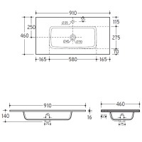 Lavoar OLIM Design, Seria Onda, 90x46 cm