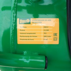 Compresor de aer 70L, 2.1 kW, 6 cilindri, fără ulei MasterKraft LSD-1280W/70/3 Silențios