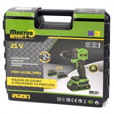 Mașină de găurit și înșurubat cu percuție cu acumulator 21V Master Kraft MDK-21UBL (Brushless)